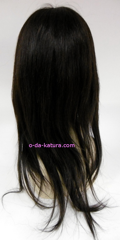 人毛キューティクル付き・ロングヘアフルウィッグの後ろ