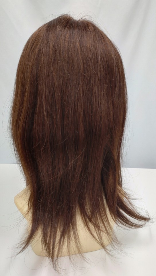 娘さんの髪で作ったレイヤーなしロングの医療用フルウィッグ後ろから