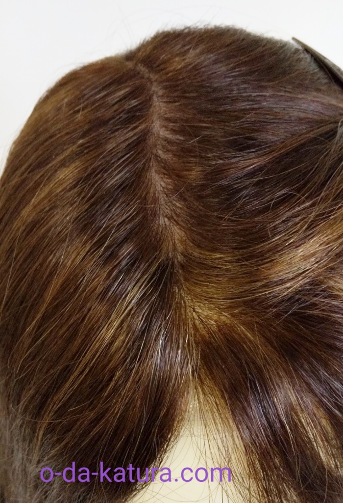 ヨーロピアンヘアを使用した部分ウィッグの分け目
