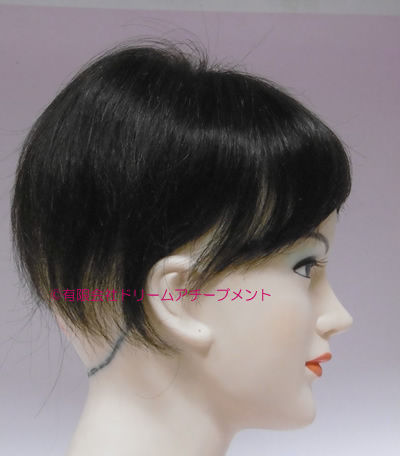 娘さんの髪で作った部分ウィッグの側面