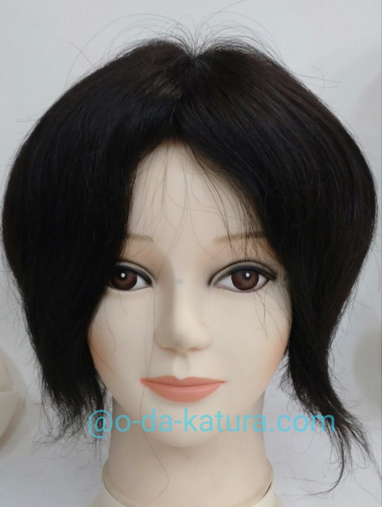 お友達の髪で作った男性用部分ウィッグ未カットの状態