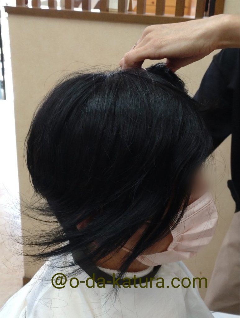 美容室で立ち合い装着カットした部分ウィッグ